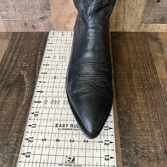 Tony Lama Vintage Classic Black Vibram Sole Western Cowboy Boots Mens 11.5 D - Picture 9 of 12